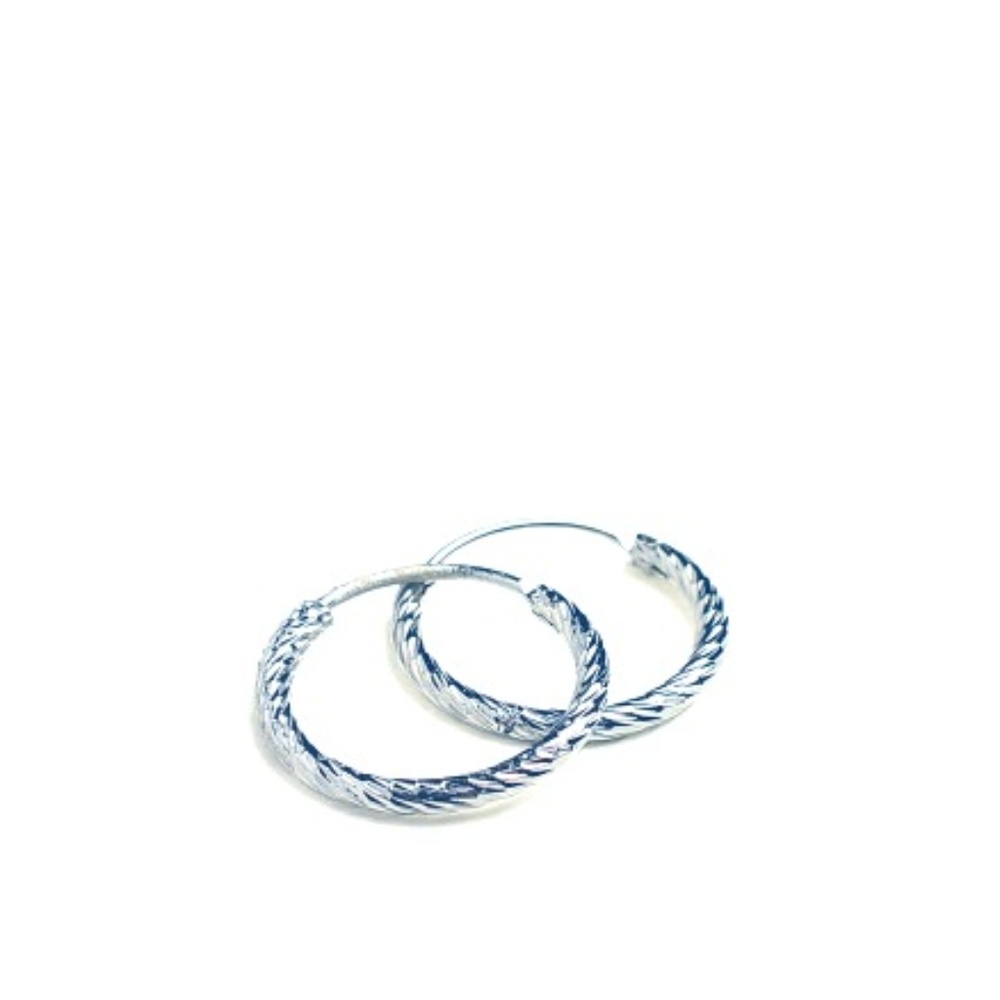 Silver Hoop Earrings etched design  NWT